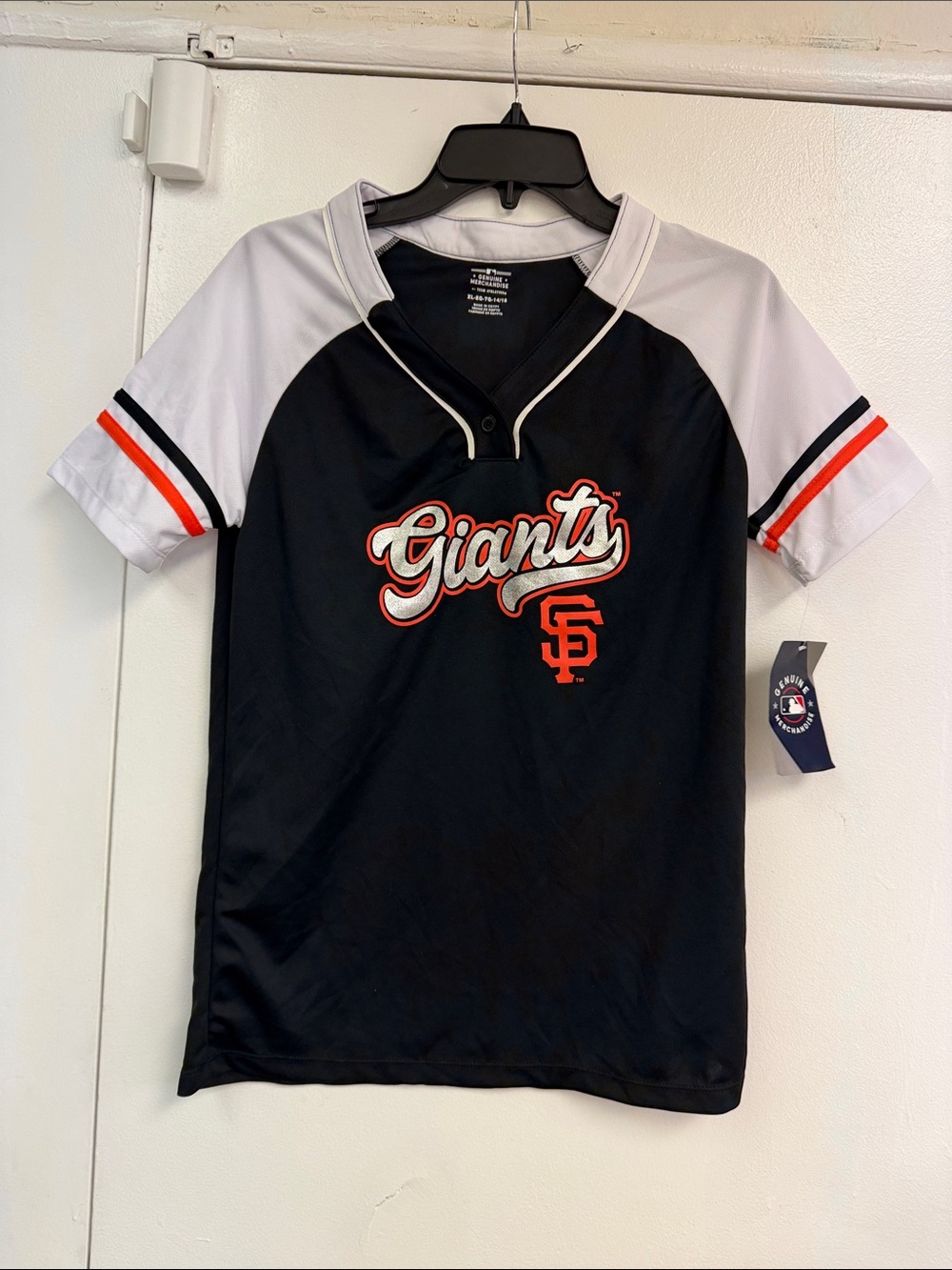 San Francisco Giants Kids Black and White Baseball Jersey XL 14/16 new girls